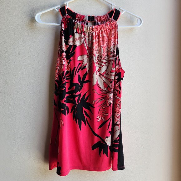 Tahari Pink Tropical Halter Top Size Small - Picture 7 of 16